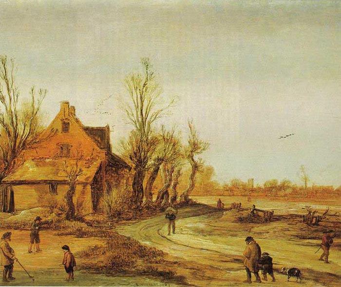 Esaias Van de Velde A Winter Landscape oil painting picture